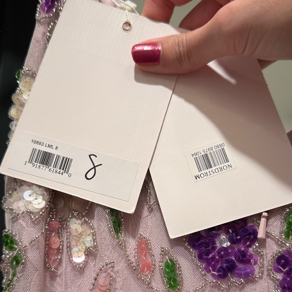 Mac Duggal Floral Embroidered Maxi Dress - Pink and Purple - Picture 12 of 13